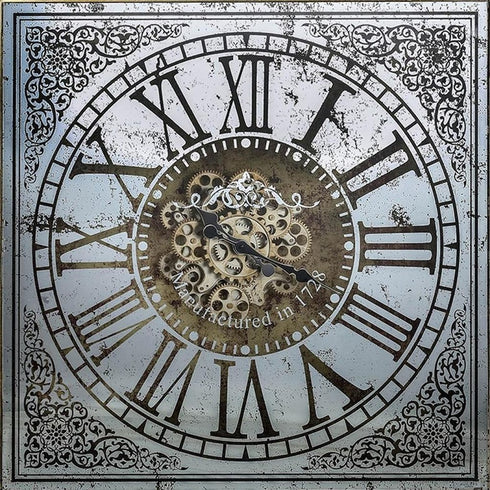 Silver And Gold Antique Style Square Wall Clock