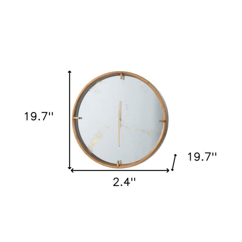 2" Round Gold Wood Analog Wall Clock