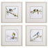 Set of Four Colorful Birds on Branches Wall Art