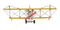 4" Yellow Metal Hand Painted Model Airplane Tabletop Sculpture