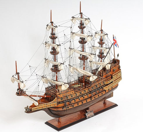 27" Brown Solid Wood Hand Painted Boat
