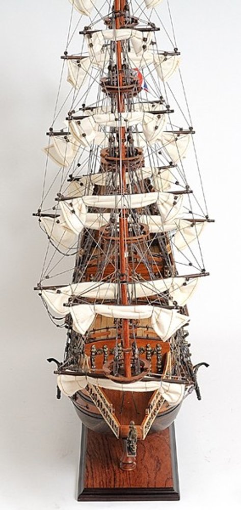 27" Brown Solid Wood Hand Painted Boat
