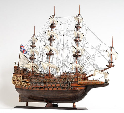 27" Brown Solid Wood Hand Painted Boat