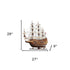 27" Brown Solid Wood Hand Painted Boat