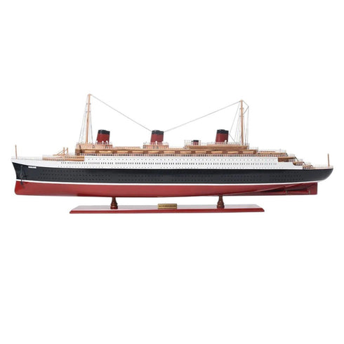 15" Black and Red Normandie Large Boat Hand Painted Decorative Boat