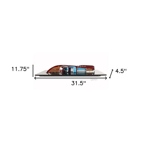 12" Wood Brown Riva Aquarama Half Hull Hand Painted Decorative Boat