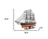 25" Brown And Black Solid Wood Hand Painted Boat