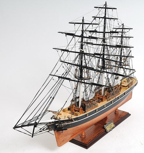 25" Brown And Black Solid Wood Hand Painted Boat