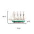 25" Green And White Solid Wood Hand Painted Boat