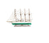 25" Green And White Solid Wood Hand Painted Boat