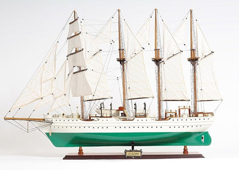 25" Green And White Solid Wood Hand Painted Boat