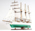 25" Green And White Solid Wood Hand Painted Boat