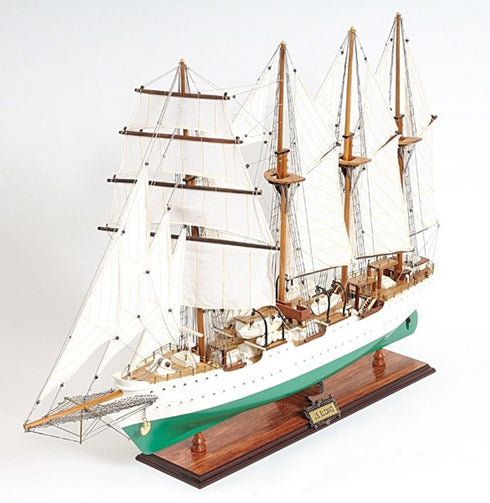 25" Green And White Solid Wood Hand Painted Boat