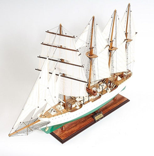 25" Green And White Solid Wood Hand Painted Boat