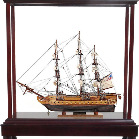 50" Wood Brown Solid Wood Hand Painted Model Boat Tabletop Sculpture