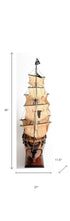 32" Brown Solid Wood Hand Painted Model Boat