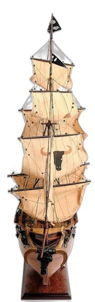 32" Brown Solid Wood Hand Painted Model Boat