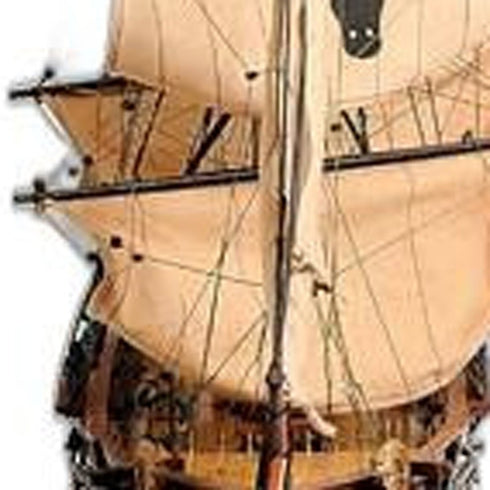 32" Brown Solid Wood Hand Painted Model Boat