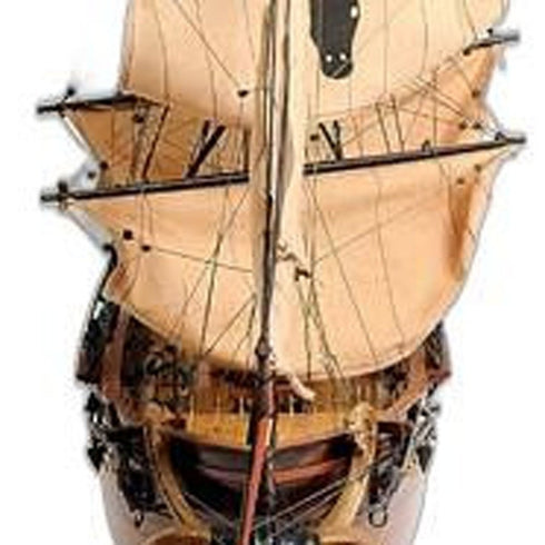 32" Brown Solid Wood Hand Painted Model Boat