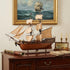 32" Brown Solid Wood Hand Painted Model Boat