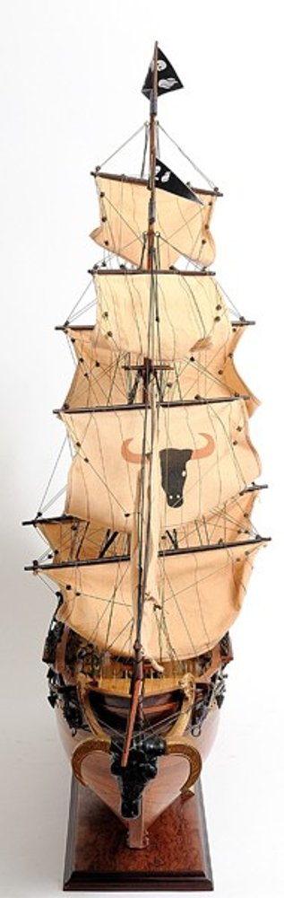 32" Brown Solid Wood Hand Painted Model Boat