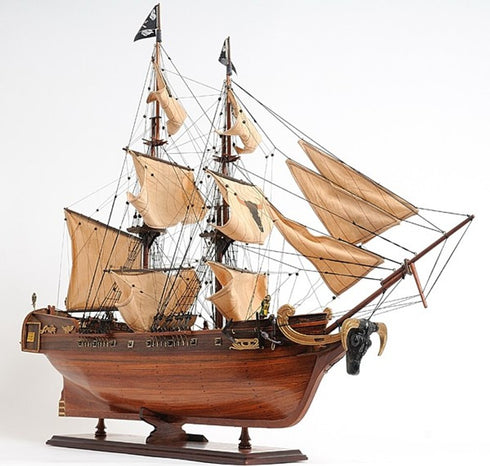32" Brown Solid Wood Hand Painted Model Boat