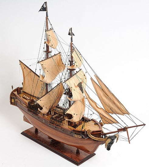 32" Brown Solid Wood Hand Painted Model Boat