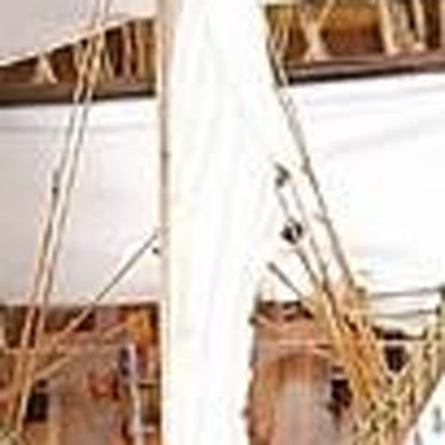 28" Maroon And White Solid Wood Hand Painted Boat