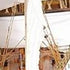 28" Maroon And White Solid Wood Hand Painted Boat