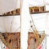 28" Maroon And White Solid Wood Hand Painted Boat