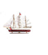 28" Maroon And White Solid Wood Hand Painted Boat