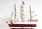28" Maroon And White Solid Wood Hand Painted Boat