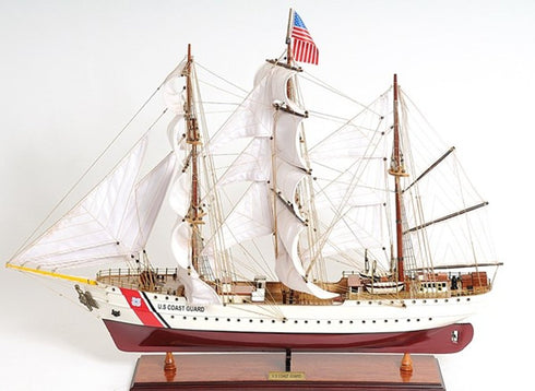 28" Maroon And White Solid Wood Hand Painted Boat