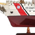 28" Maroon And White Solid Wood Hand Painted Boat