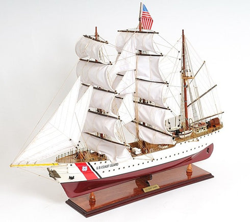 28" Maroon And White Solid Wood Hand Painted Boat