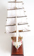 28" Maroon And White Solid Wood Hand Painted Boat