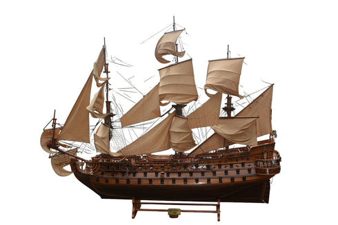 130" Brown Solid Wood Hand Painted Boat
