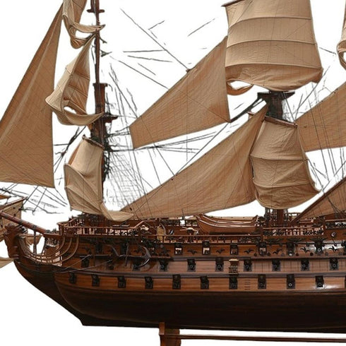 130" Brown Solid Wood Hand Painted Boat