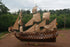 130" Brown Solid Wood Hand Painted Boat