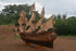 130" Brown Solid Wood Hand Painted Boat