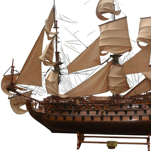 130" Brown Solid Wood Hand Painted Boat