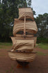 130" Brown Solid Wood Hand Painted Boat