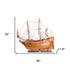 32" Brown Solid Wood Hand Painted Boat