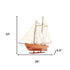 28" Brown Solid Wood Hand Painted Boat