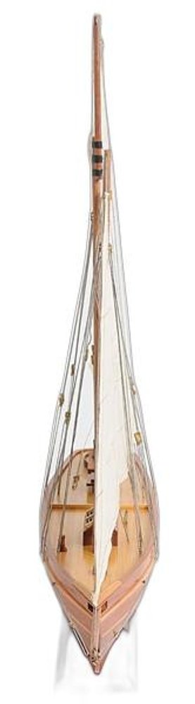 28" Brown Solid Wood Hand Painted Boat