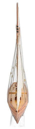 28" Brown Solid Wood Hand Painted Boat