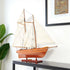 28" Brown Solid Wood Hand Painted Boat