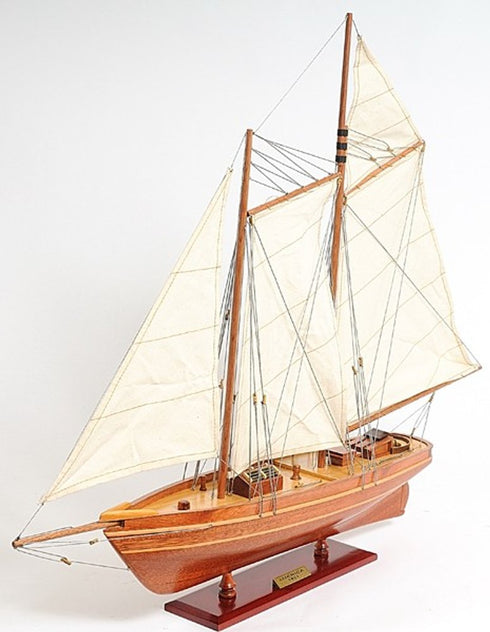 28" Brown Solid Wood Hand Painted Boat