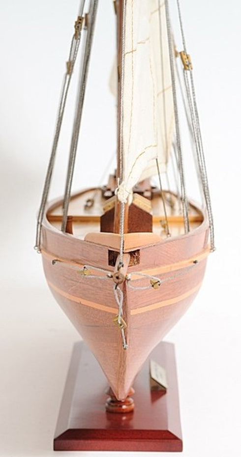 28" Brown Solid Wood Hand Painted Boat