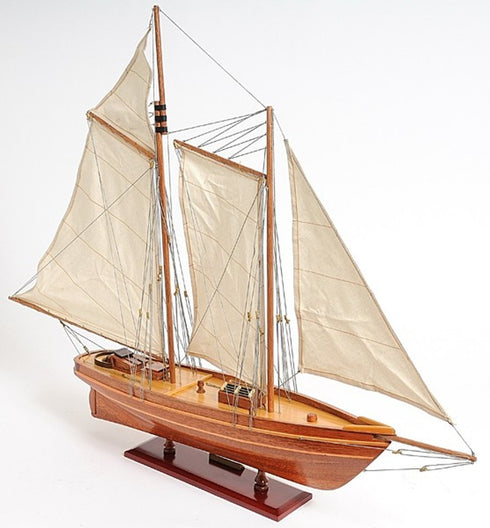 28" Brown Solid Wood Hand Painted Boat
